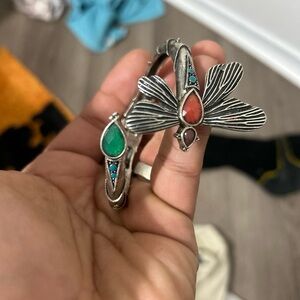 Beautiful sterling silver bracelet with real stone inlays.